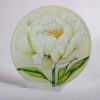 Round Glass Mat / Platter - white-peony-on-cream