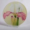 Round Glass Mat / Platter - pink-and-white-iris