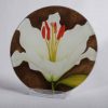 Round Glass Coaster - white-lily-on-brown