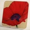 Square Glass Coaster - red-poppy