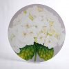 Round Glass Coaster - white-hydrangea