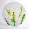 Round Glass Mat / Platter - white-parrot-tulip