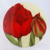 Round Glass Mat / Platter - burgundy-uncle-tom-tulip