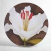 Round Melamine Coaster - white-lily-on-brown