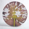 Round Melamine Coaster - white-agapanthus-on-brown